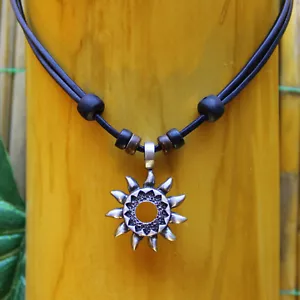 Surferkette Lederkette Halskette Herrenkette Damenkette Halsband Metallanhänger - Bild 1 von 6