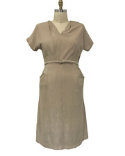 Vintage 1950s Plus Size Beige Silver Metallic Lurex Cocktail Dress | 1950s Volup