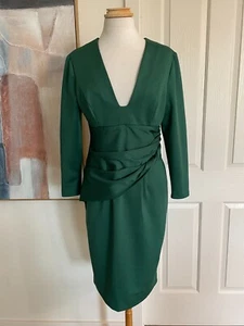 Womens Dress Sheike Sexy Elegant Long Sleeve V Neck Emerald Green Size 14 -28016 - Picture 1 of 20