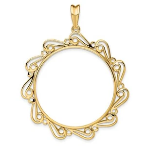 2006-Now $50 1 oz American Buffalo Prong Set Flower Scroll Coin Bezel 14k Gold - Picture 1 of 7