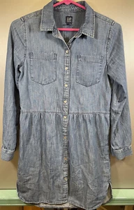 Gap Denim Dress Size XL Blue Cotton L/S Button Front Great Condition - Picture 1 of 6