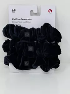 Lululemon Uplifting Scrunchies 3 Pack Hair Ties Black One Size - Picture 1 of 4