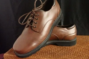 Rockport Hydro-Shield Waterproof Men's Size 10 W Brown Leather Oxfords Excellent - Picture 1 of 15