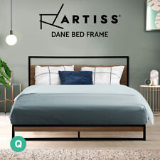 Artiss Bed Frame Queen Size Metal Base Mattress Platform Foundation Black DANE