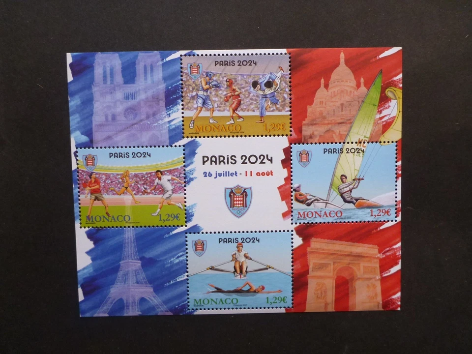 Mini hoja de estampillas de MÓNACO 2024 Juegos Olímpicos de Verano - París, Francia Foto 1 de 1