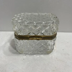 Small Antique molded and gilt metal mounted glass box, 4” x 4” x 3" - Picture 1 of 7