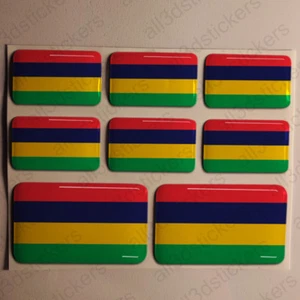 Sticker Mauritius Resin Domed Stickers Mauritius Flag 3D Vinyl Adhesive Decal  - Picture 1 of 1
