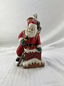 Vintage Santa on a Roof Top, Music Plays Santa Claus is coming to town Porcelain - Picture 1 of 8
