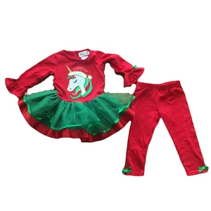 EMILY ROSE Toddler Girl's 2-Piece Christmas Tree Shirt and Legging in Red, 2T - Picture 1 of 2