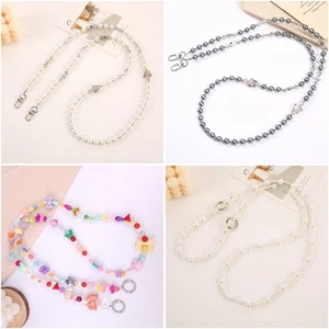 DIY Crossbody Bag Chain Beaded Pearl Strap Shoulder Strap Mobile Phone - Photo 1 sur 5