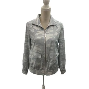 Chico’s Zenergy 0 Gray Camouflage Zip Up Windbreaker Women’s Sz 4/6 Short Lined - Picture 1 of 8