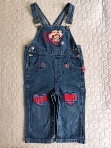 Vintage Embroidered Strawberry Shortcake Blue Jean Denim Overalls 18 Mos Rare - Imagen 1 de 21