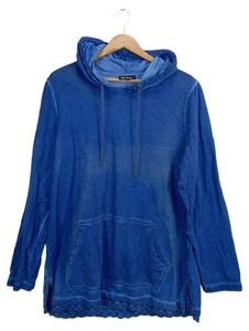 Ulla Popken Damen Kapuzenpullover Blau Baumwolle mit Spitze Freizeit Gr. 42/44 - Bild 1 von 5