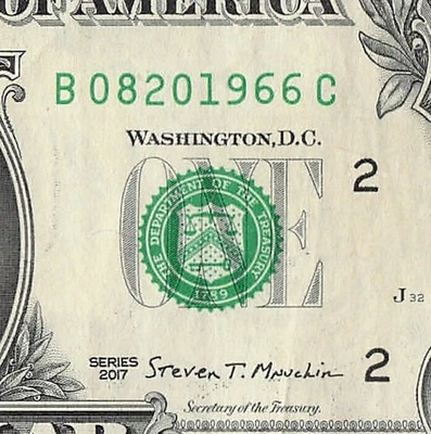 AUG 20 1966 Birthday Fancy Serial Number Date Note One Dollar Bill 08 20 1966 - Image 1 of 4