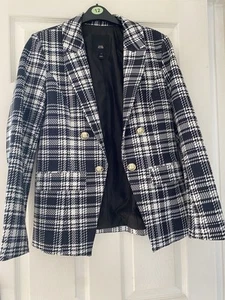 River Island Women’s checked Black & White Blazer Size 12 - Picture 1 of 4