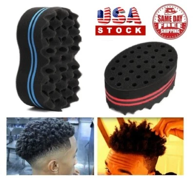 Double Side Barber Magic Hair Brush Sponge Locking Afro Curl Twist Dreads Coil - Image 1 of 4