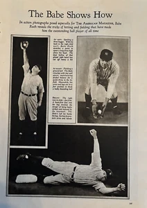 1930 Babe Ruth The Babe Shows How Fielding Hitting Sliding Throwing VTG Article - Foto 1 di 3