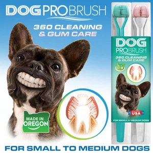 DOG PRO BRUSH 3-Sided Toothbrush 2-PK * for Small to Medium Dogs * Pet Oral Care - Picture 1 of 8