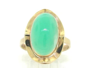 Ring 333 Gelbgold 8Kt Gold ovaler Chrysopras Cabochon  1970er Jahre - Bild 1 von 5