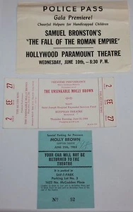 LOTE DE BOLETOS DE ESTRENO THE INSUMERGIBLE MOLLY BROWN 25 DE JUNIO 1964 TEATRO EGIPCIO - Imagen 1 de 5