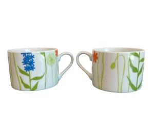 Crate And Barrel Tea Expresso Cappuccino Floral Cups, Mugs Set Of 2 - Picture 1 of 2