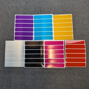 REFLECTIVE STRIP STICKERS - 95MM X 20MM - A6 SHEET  - CHOOSE YOUR COLOUR - Picture 1 of 10