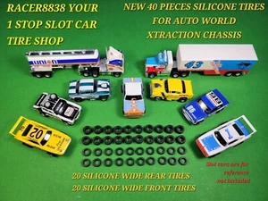 ☆40 SILICONE TIRES☆ AUTO WORLD XTRACTION FRONT & REAR HO Slot Car Semi Truck AFX - Picture 1 of 5