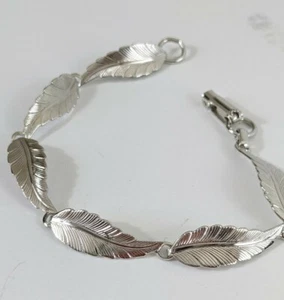 Vintage Silver Toned Feather Link Bracelet Silver Toned southwestern boho  - Bild 1 von 5