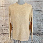 Lush Womens Taupe Long Sleeve Open Knit Acrylic Cotton Pullover Sweater Medium