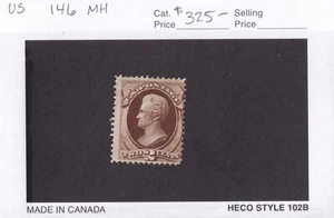 MATT'S STAMPS SCOTT#146 ANDREW JACKSON 2-CENT MH, CV$325 - Picture 1 of 2