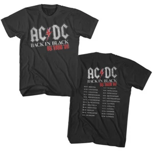 ACDC Back In Black 80 UK Tour Double Sided Men's T Shirt Official Music Merch - Picture 1 of 5