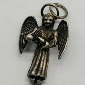 Dije de ángel con alas y arpa 0,92" de plata de ley .925 ENVÍO GRATUITO  - Imagen 1 de 3