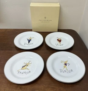 Pottery Barn REINDEER 8.5" Dessert Salad Plate Prancer Dancer Donner Vixen Japan - Picture 1 of 11