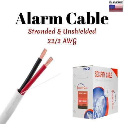 500ft Alarm Security Wire Cable 22/2 Gauge Stranded Conductor UTP Unshielded CCA - Image 1 of 4