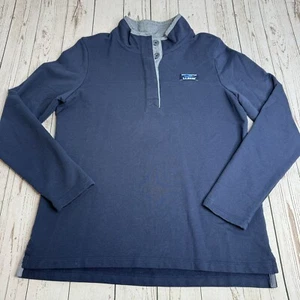 LL Bean 1/4 Pullover Abotonado Suéter Camisa Para Hombres Mediana Azul Marino Preppy - Imagen 1 de 9