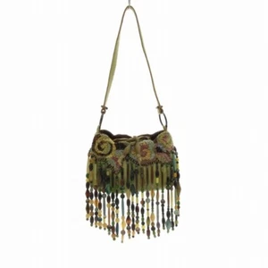 Jamin Puech Shoulder Bag Leather Beads Colored Stones Embroidery Green /Js 1118 - Picture 1 of 9