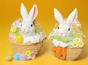 Hodao 2 PCS Easter Bunny Decorations Spring Flower Basket Bunny Figurines - Picture 1 of 14