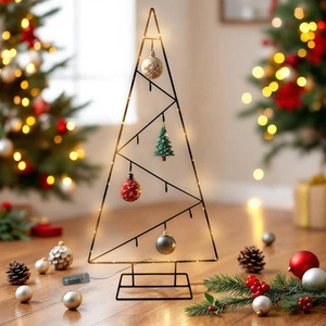 LED Metall Tannenbaum schwarz - 77 cm - Deko Aufsteller 9 Haken für Zierschmuck - Bild 1 von 9