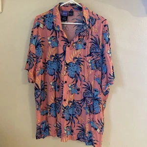 Lilo & Stitch Hawaiian Shirt Mens 3 XL Button Down Pink Disney Beach - Picture 1 of 6