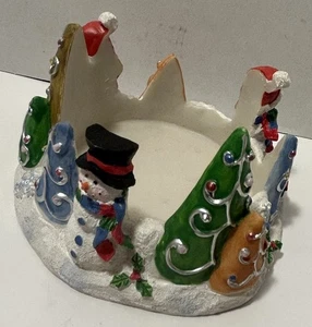Christmas Candle Holder~ Beautifully Decorated and w/ Sparkling Snowflakes - Picture 1 of 7