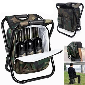 Tragbarer Klappstuhl Campinghocker mit Kühltasche Rucksack AngelHocker Bis 150kg - Bild 1 von 15