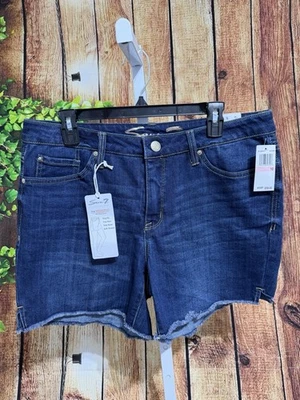 ¡NUEVO CON ETIQUETAS! Pantalón corto de tiro medio Seven7 The Weekend para mujer talla 10 con flecos C-12 Foto 1 de 4