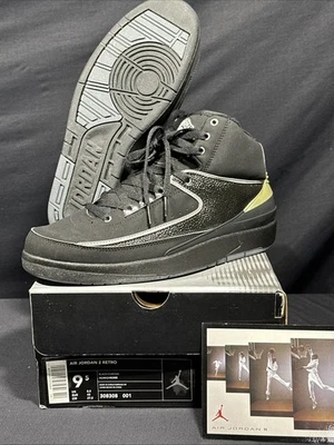 Air Jordan 2 Retro Negro Cromo Talla 9.5 308308 001 2004 Foto 1 de 4