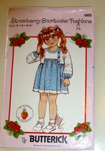 Vestido Butterick Patterick 4885 Niñas Fresa Pastel Corto Moda 5-6x Completo - Imagen 1 de 2