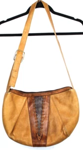 Vintage braun hellbraun Leder Handarbeit Boho/Hippie Satteltasche Stil Kolumbien - Bild 1 von 13