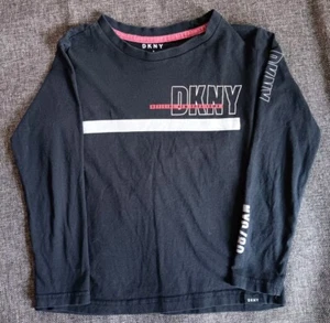 Shirt Size 6 Boys DKNY Long Sleeve black with sleeve printing - Picture 1 of 5