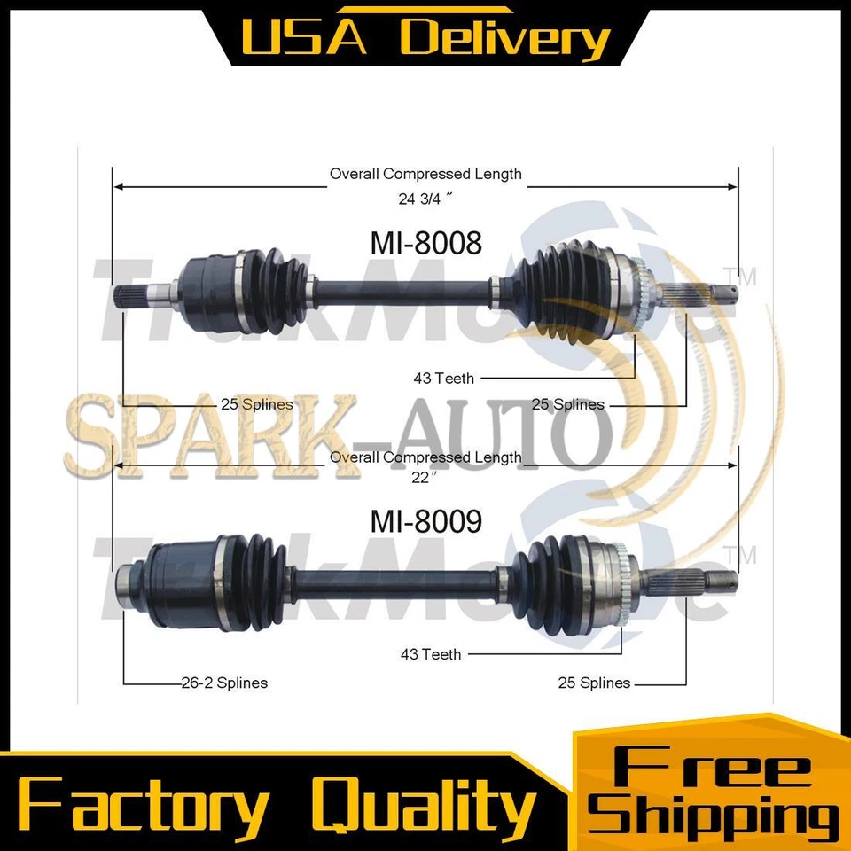 Комплект из 2 валов передней правой левой оси CV TrakMotive для Eagle Talon 1998 1997 - Изображение 1 из 3