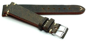 20mm /16 Germany made Vintage Lederband Retro Look Uhrenarmband Distressed braun - Picture 1 of 4