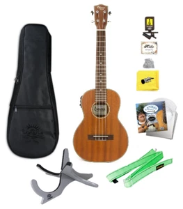 Ohana TK-14E Electric Tenor Ukulele with Bag, Tuner, Strings, Stand, More - Picture 1 of 8