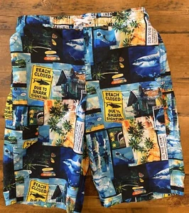 OP Ocean Pacific Beach Closed Shark Sighting Lined Swim Trunks Boys Size 2XL 18 - Picture 1 of 5